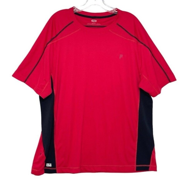Fila Sport Men Size 2XL Short Sleeve Performance Tee Red And Black - Picture 1 of 16